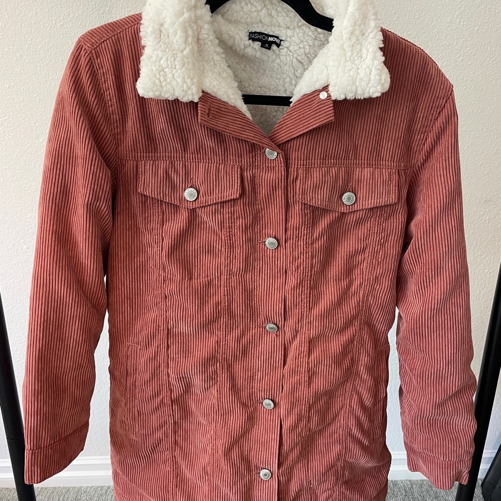Women’s Fashion Nova Rust Corduroy Sherpa Jacket